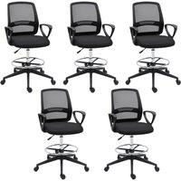 VINSETTO Draughtsman Chairs Tall Office Chair with Adjustable Height Set of 5 in Black