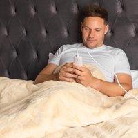 Purus Faux Fur Polyester Heated Throw Over Blanket Electric 160x130cm in Cream | Size: 160x130 cm