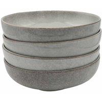 Cooks Professional Set of 4 Nordic Stoneware Pasta Bowls with Reactive Glaze - 2 Colours in Grey