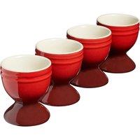 Cooks Professional Set of 4 Colourful Stoneware Egg Cups Dishwasher & Microwave Safe in Red