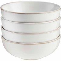 Cooks Professional Set of 4 Nordic Stoneware Cereal Bowls with Reactive Glaze - 2 Colours in White