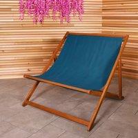 Charles Bentley Eucalyptus Wooden Double Deck Chair for Outdoors & Garden in Blue