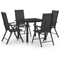 5 Piece Garden Dining Set Aluminium Black