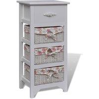 Berkfield Home Cabinet with 1 Drawer & 3 Baskets White Paulownia Wood