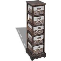 Berkfield Home Wooden Storage Rack 5 Weaving Baskets Brown
