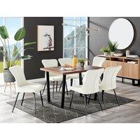FurnitureboxUK Kylo Large Brown Wood Effect Dining Table & 6 Nora Black Leg Velvet Chairs in Cream