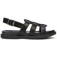 XY London Women's 'Gayna' Cleated Sole Strappy Open Toe Gladiator Platform Sandals in Black | Size: 3