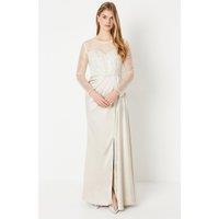 Debut London by Coast Long Sleeve Satin Skirt Prom Dress