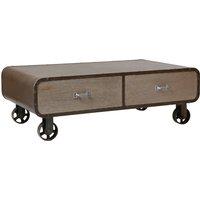 Orsina Durable 2 Drawers Coffee Table, Dual Drawer Design Display Coffee Table, Functional Decorative Coffee Table in Natural