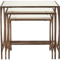 Orsina Geometric Design Nest Of 3 Tables, Modern Design Nesting Tables For Livingroom, Space Saving Small Tables in Brown