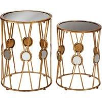 Orsina Elegant Set Of 2 Cross Design Rounded Tables, Versatile Side Tables By Couch For Indoor, Sleek Lounge Table in Gold