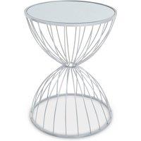 Orsina Stylish Hourglass Mirrored Top Silver Frame Side Table, Stable Side Table For Breakfast, Robust Side Table