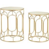 Orsina Set Of 2 Champagne Metal Side Tables, Nestable Metallic Bedside Table, Contemporary Small Tables, Accent Tables in Gold