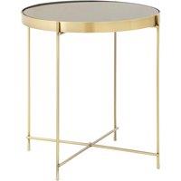 Orsina Black Mirror Low Side Table, Contemporary Brushed Bronze Accent Table, Low Glass Side Table With Metal Legs in Gold