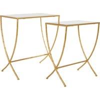 Orsina Set Of 2 Bamboo Design Side Tables, Rectangular Nesting Table, Luxe Gold Finish Bedside Table, Accent Tables