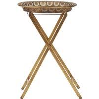 Orsina Stable Constructed Folding Tray Table, Stylish Kitchen Side Table For Breakfast, Robust Breakfast Table in Gold
