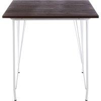 Orsina Versatile Metal & Elm Wood Table, Large Square Table, Sturdy Outdoor Dining Table for Lawn, Patio in Natural