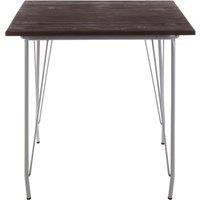 Orsina Versatile Metal & Elm Wood Table, Large Square Table, Sturdy Outdoor Dining Table for Lawn, Patio in Brown