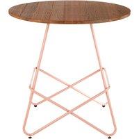 Orsina Metal & Elm Wood Round Table, Versatile Coffee Table for Home & Office, Round Outdoor Dining Table in Pink