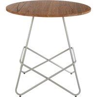 Orsina Metal & Elm Wood Round Table, Versatile Coffee Table for Home & Office, Round Outdoor Dining Table in Grey