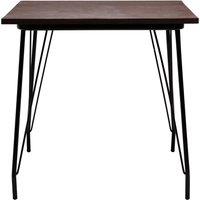 Orsina Large Black Metal & Elm Wood Table, Versatile Square Table, Sturdy Outdoor Dining Table for Lawn, Patio
