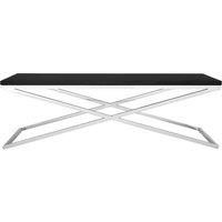 Orsina White & Black Coffee Table, Luxury Modern Rectangular Coffee Table, Wood Top Metal Frame Coffee Table