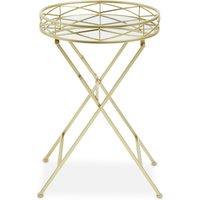 Orsina Stylish Design Round Gold Tray Table, Stable Design Side Table For Breakfast, Robust Structure Side Table