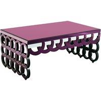 Orsina Wooden Coffee Table, Mirrored Glass Top Wooden Coffee Table, Large Modern Coffee Table For Living Room in Purple