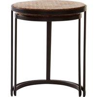 Orsina Sturdy Chevron Side Tables, Durable Side Table By Couch For Livingroom, Versatile Small Table For Outdoor in Natural