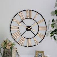 Melody Maison Black & Gold Large Skeleton Wall Clock 60cm X 60cm | Size: 60 cm X 60 cm