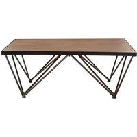 Orsina Square Coffee Table, Wood & Metal Coffee Table, Industrial Coffee Table, Modern Black Iron Coffee Table in Brown