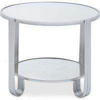 Orsina Stable Round Mirrored Top Silver Frame Table, Stylish Kitchen Side Table For Breakfast, Robust Side Table