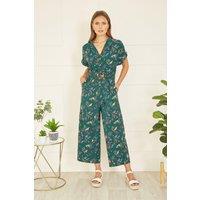 Green Recycled Safari Animal Print Jumpsuit