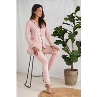 Pretty You London Women's Bamboo Long Pyjama Set in Pink | Size: 18