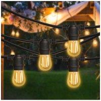 10M String Lights with 15 E27 Holder, IP65, Connectable, Black