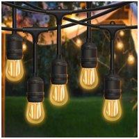10M Drop String Lights with 15 E27 Holder, IP65, connectable, Black