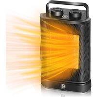 Living and Home Portable Fast - Heating Space Heater with Visual Warm Glow in Black