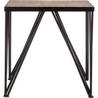 Orsina Square Side Table, Wood Metal Side Table, Industrial Side Table, Wood Top Side Table, Black Iron Side Table in Natural