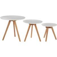 Orsina Sleek Set Of 3 Side Tables With Tempered Lgs, Side Table, Versatile Bedside Tables For Bedroom in White