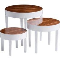 Orsina Modern Design Nest Of 3 White High Gloss Table, Space Saving Nesting Tables, Stackable Design Side Tables