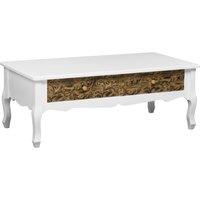 Orsina Durable Coffee Table, Embossed Detail Design Display Coffee Table, Functional Decorative Coffee Table in White