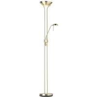 Loops Mother & Child Floor Lamp Satin Brass 1.8m Twin Light Dimmer Flexible Reading in Metallics