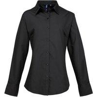 Premier Women's Supreme Heavy Poplin Long Sleeve Work Shirt in Black | Size: 22