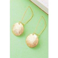 Otis Jaxon London Women's Hammered Disc Sterling Silver Long Drop Earrings in Gold