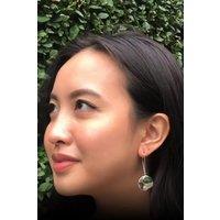 Otis Jaxon London Women's Hammered Disc Sterling Silver Long Drop Earrings