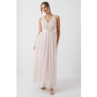Coast Women's Crochet Lace Two In One Bridesmaid Maxi Dress in Blush | Size: 10