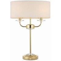Netlighting Nixon 2 Light Table Lamp Brass Crystal Glass E14 in Gold