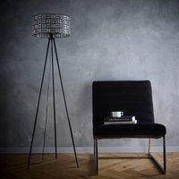 K LIVING Bronx Black Modern Tripod Floor Lamp with Acrylic Glass Drum Shade