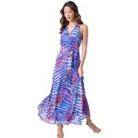 Abstract Print Halterneck Maxi Dress