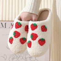 The Alphabet Gift Shop Women's Strawberry Slippers in Beige | Size: Large